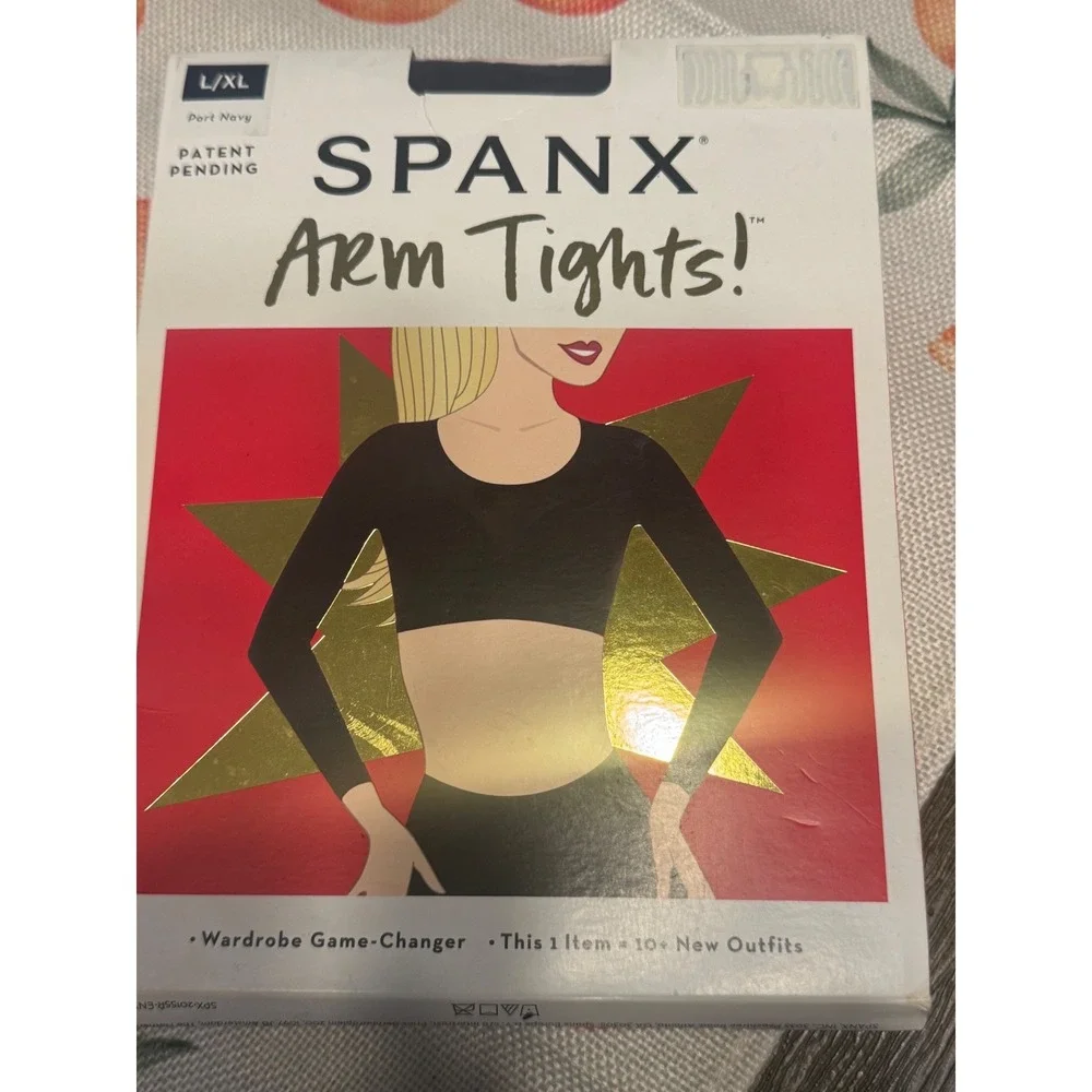 Spanx Arm Tights Port Navy Blue Seamless Smoothing Layering Top L/XL NEW - Picture 2 of 6